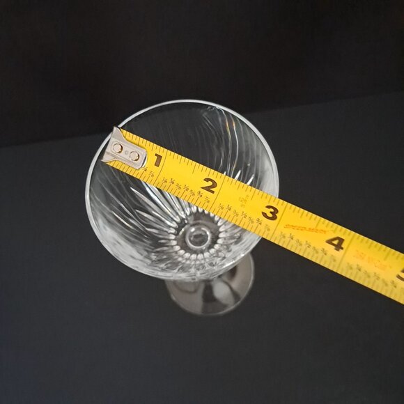 Cristal de Flandre Wine Goblet 6.5" Austria Clear Cut Panel Stem Glass Elegant - Picture 8 of 11